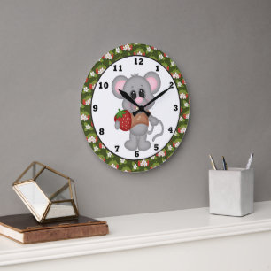 Strawberry Mouse Kitchen Cartoon Wall Clock Große Wanduhr