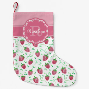 Strawberry-Muster mit Monogramm Kleiner Weihnachtsstrumpf