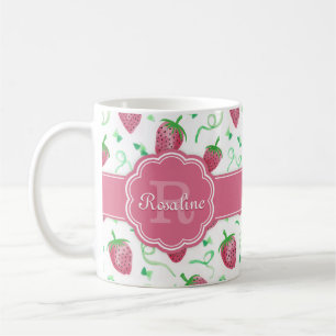Strawberry-Muster mit Monogramm Tasse