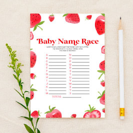 Strawberry Name Race Baby Showspielaktivität Briefpapier