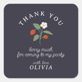 Strawberry navy danke quadratischer aufkleber