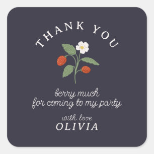 Strawberry navy danke quadratischer aufkleber