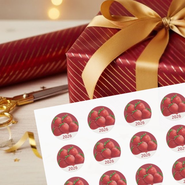 Strawberry New Year's Eve Party Runder Aufkleber (Von Creator hochgeladen)