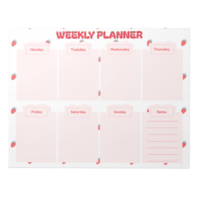 Strawberry Niedlich Weekly Planer Desk Notizblock (Vorderseite)