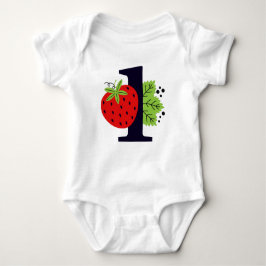 Strawberry ONE Birthday Girl Baby 1. erstes Party Baby Strampler