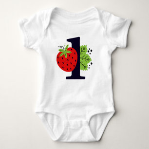 Strawberry ONE Birthday Girl Baby 1. erstes Party Baby Strampler