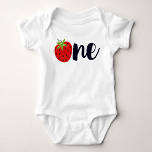 Strawberry ONE Birthday Girl Baby 1. erstes Party Baby Strampler