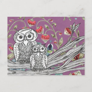 Strawberry Owls Postkarte