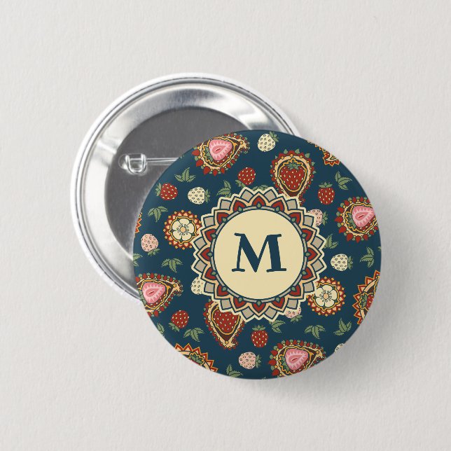Strawberry Paisley Pattern Button (Vorne & Hinten)