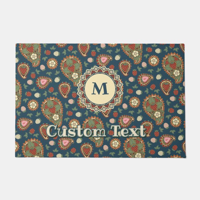 Strawberry Paisley Pattern Doormat Fußmatte (Vorderseite)