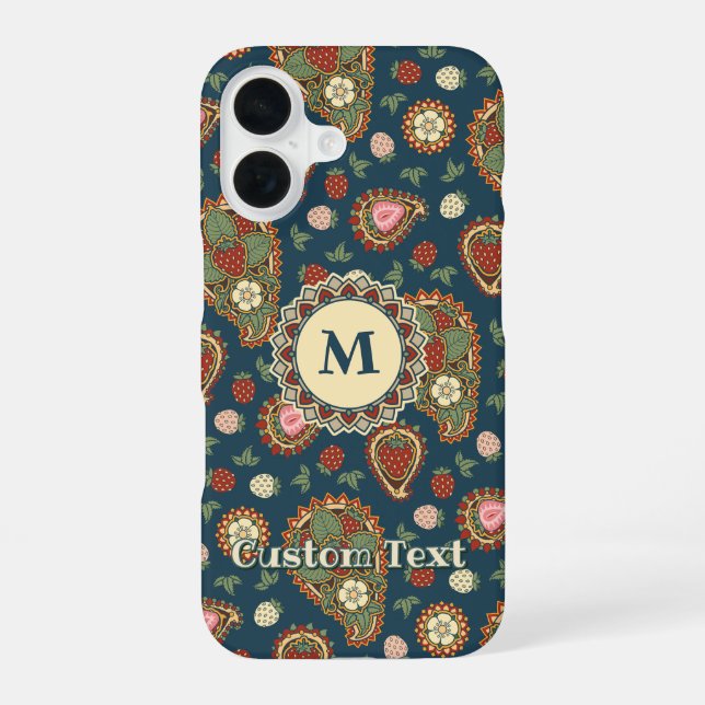 Strawberry Paisley Pattern iPhone 16 Hülle (Rückseite)