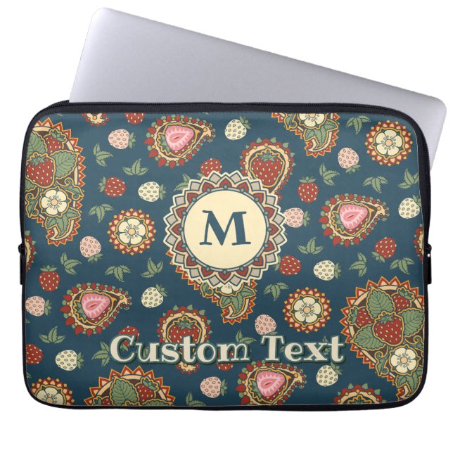 Strawberry Paisley Pattern Laptop Sleeve (Vorderseite)