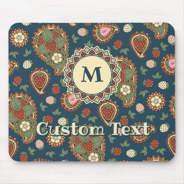 Strawberry Paisley Pattern Mouse Pad Mousepad (Vorne)