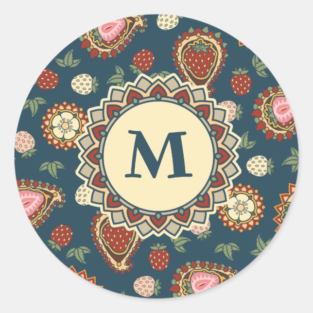 Strawberry Paisley Pattern Sticker (Vorderseite)