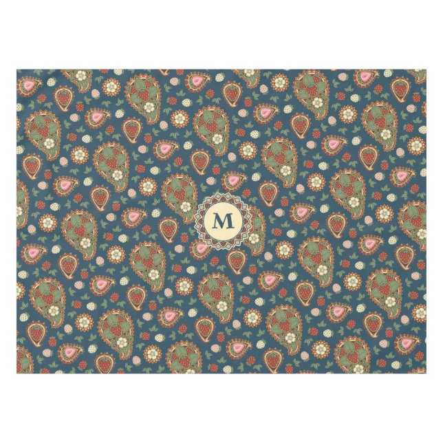 Strawberry Paisley Pattern Tablecloth Tischdecke (Vorderseite (Horizontal))