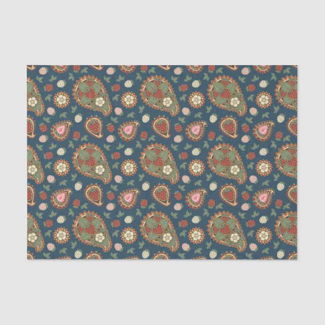 Strawberry Paisley Pattern Tissue Paper Seidenpapier (Vorderseite)