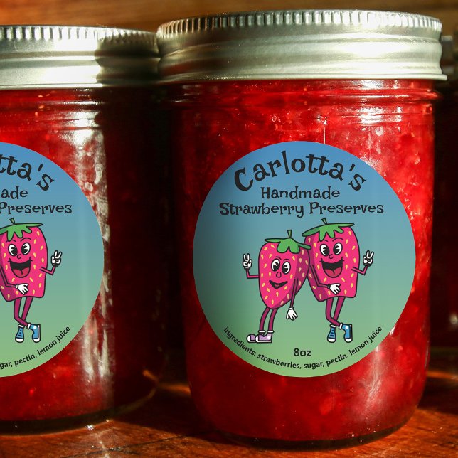 Strawberry Pals Funny Cartoon Jam Pie and more Runder Aufkleber (Von Creator hochgeladen)