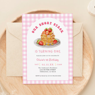 Strawberry Pancake Breakfast Birthday Party Einladung