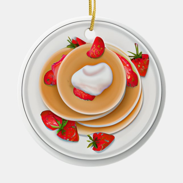 Strawberry Pancakes Pub Kokette Weihnachten Keramik Ornament (Vorne)