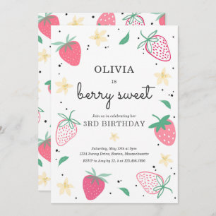 Strawberry Party Berry Sweet Strawberry Birthday Einladung