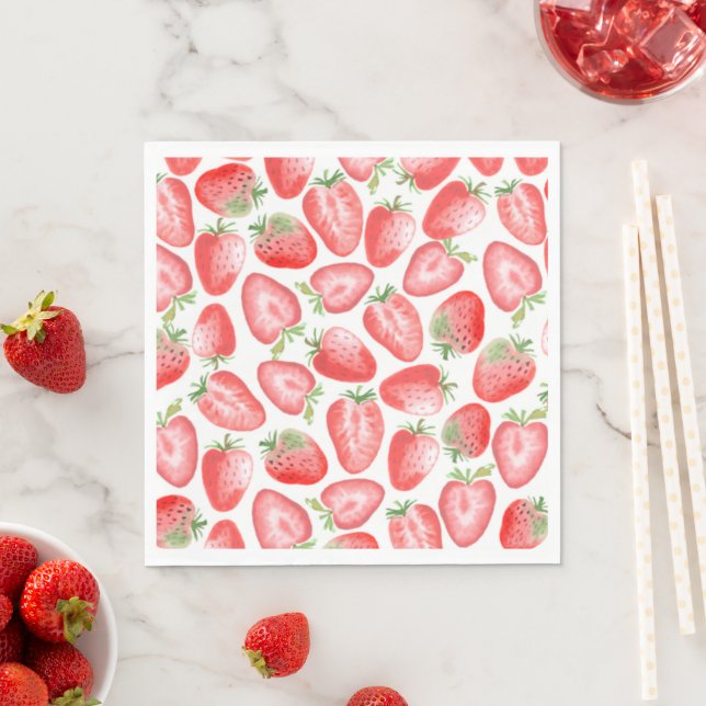 Strawberry Party Napkins | Strawberry Birthday Serviette (Beispiel)