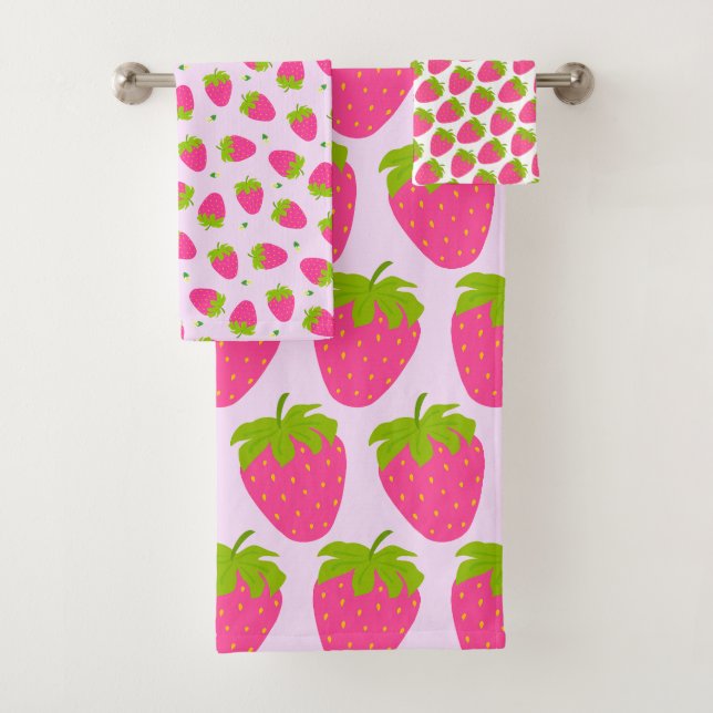 Strawberry Pastel Pink Badhandtuch Set (Insitu)