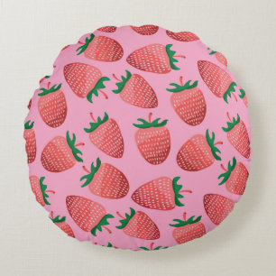 Strawberry Pastel: Vintage Süße Rundes Kissen