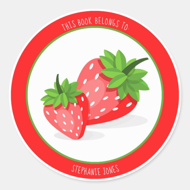 Strawberry PatchDieses Buch gehört Runder Aufkleber (Vorderseite)