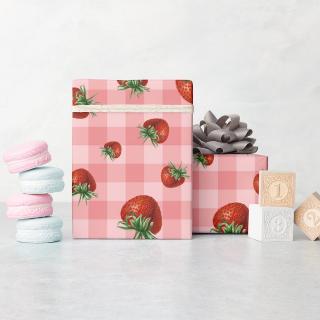 Strawberry Pattern Baby Shower  Geschenkpapier (Babyparty)