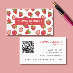 Strawberry Pattern farbiger QR-Code Visitenkarte