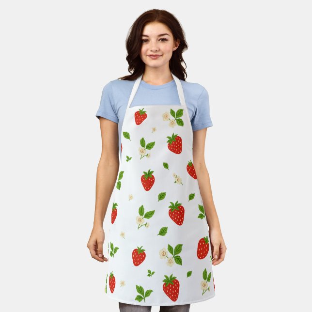 Strawberry Pattern Kitchen Apron Schürze (Getragen)
