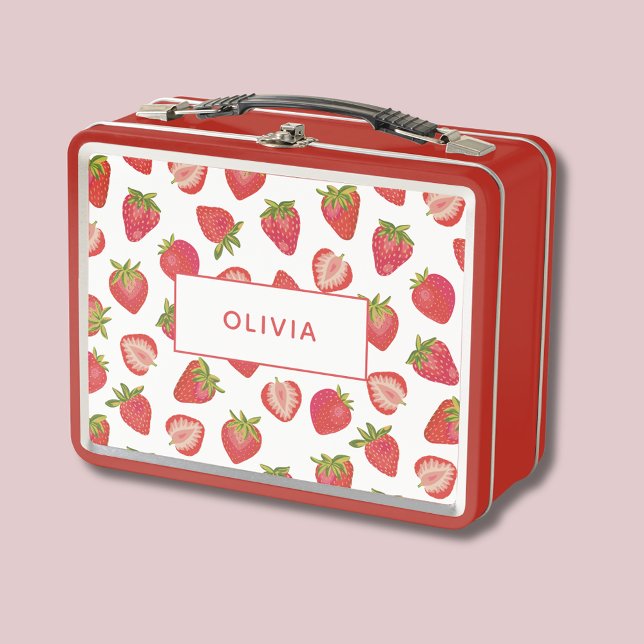 Strawberry Pattern Personalisierter Individuelle N Metall Brotdose (Strawberry Pattern personalized girls metal lunchbox)