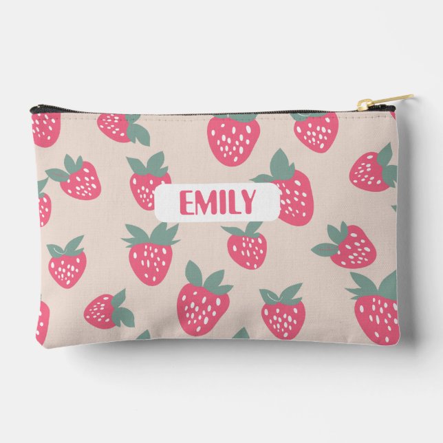 Strawberry Pencil Case with Name Zubehörtasche (Rückseite)