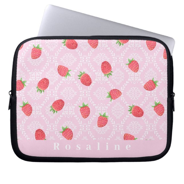 Strawberry Personalisiert Pink Electronics Bag Laptopschutzhülle (Vorderseite)