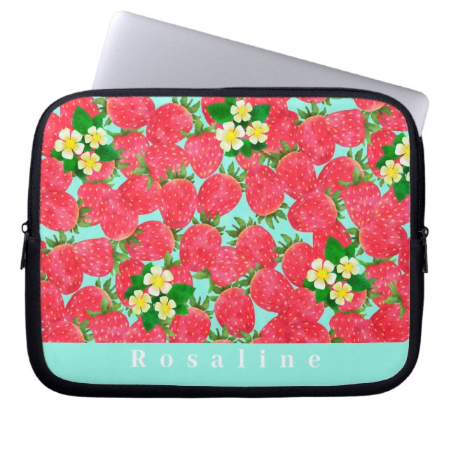 Strawberry Personalisiert Pink Electronics Bag Laptopschutzhülle (Vorderseite)