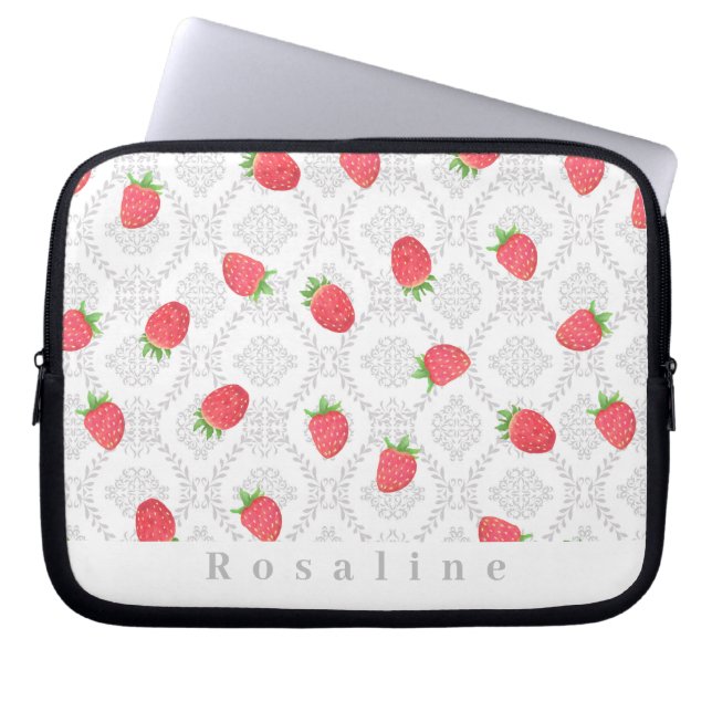 Strawberry Personalisiert White Electronics Bag Laptopschutzhülle (Vorderseite)
