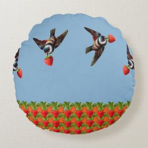 Strawberry Pickers Rundes Kissen