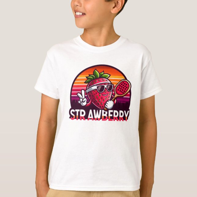 Strawberry Pickleball bei Sunset T-Shirt (Vorderseite)