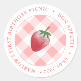 Strawberry Picnic Party Danke oder willkommen Runder Aufkleber