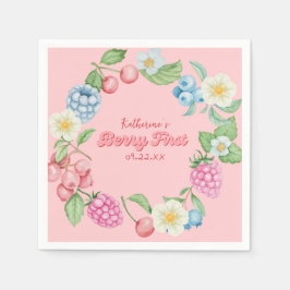 Strawberry Pink Berry Erster Geburtstag Serviette