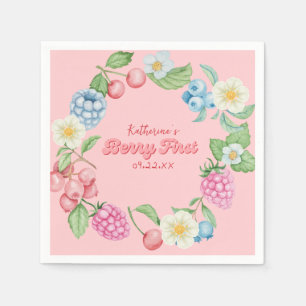 Strawberry Pink Berry Erster Geburtstag Serviette