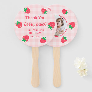Strawberry Pink Berry First Baby Birthday Foto Fächer