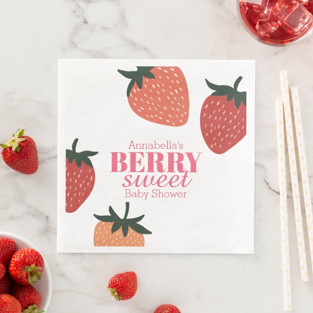 Strawberry Pink Berry Sweet Baby Dusche Serviette (Beispiel)