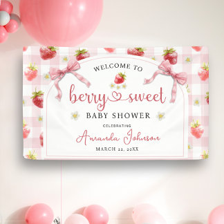 Strawberry Pink Berry Sweet Baby Dusche Willkommen Banner