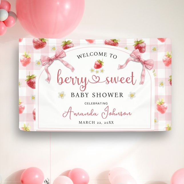 Strawberry Pink Berry Sweet Baby Dusche Willkommen Banner (Von Creator hochgeladen)