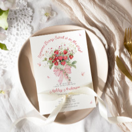 Strawberry Pink Bow Floral Baby Dusche Einladung