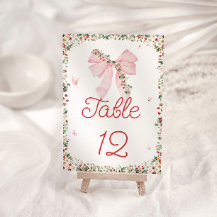 Strawberry Pink Bow Tischnummer