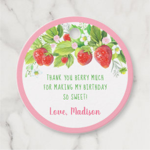 Strawberry Pink Floral Berry Sweet Birthday Geschenkanhänger