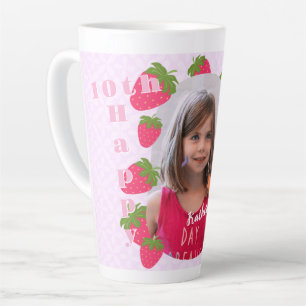 Strawberry Pink Foto Geburtstag Milchtasse