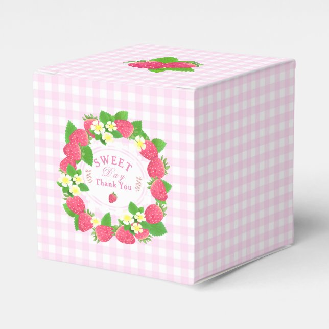 Strawberry Pink Gingham Geschenkschachtel (Vorderseite)